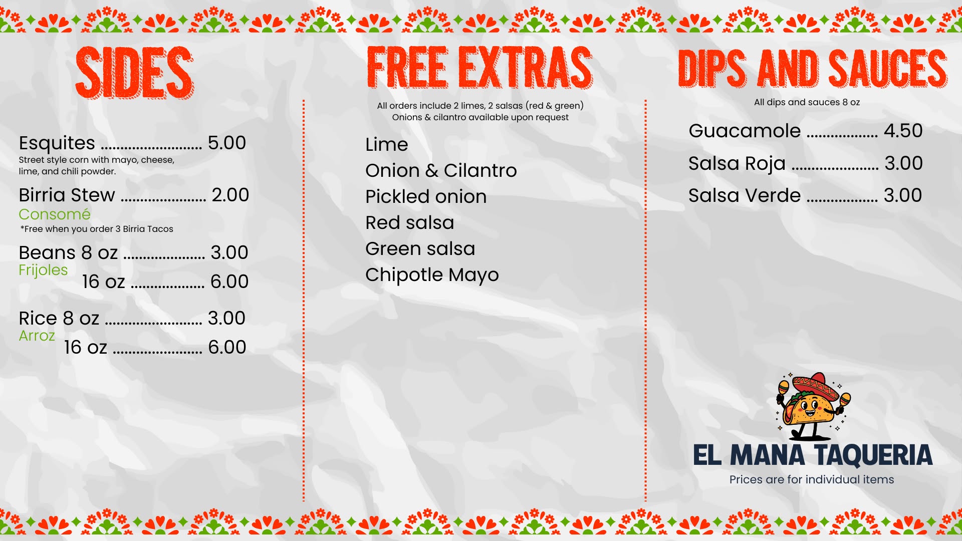 Our Menu